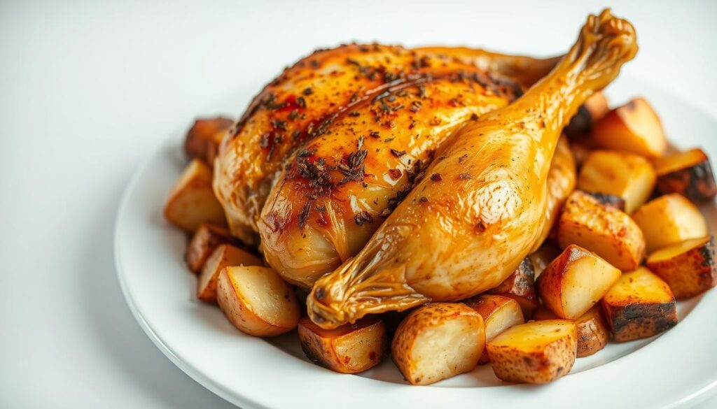 baked chicken and potatoes