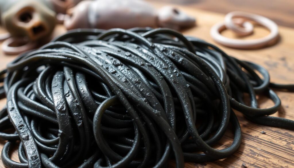 homemade squid ink pasta