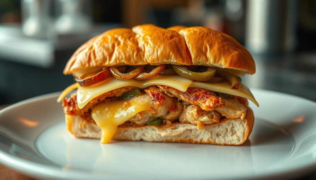 philly cheese chicken sandwich