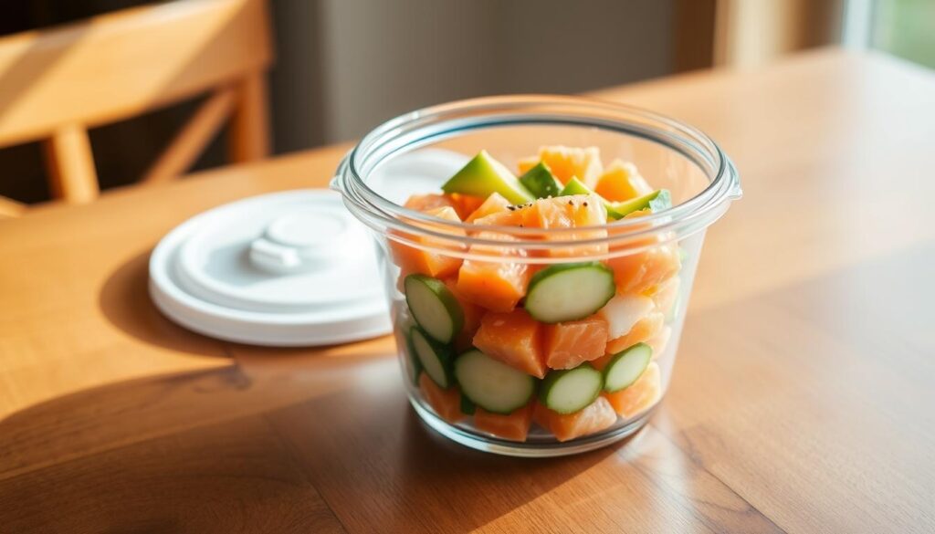 salmon poke bowl storage